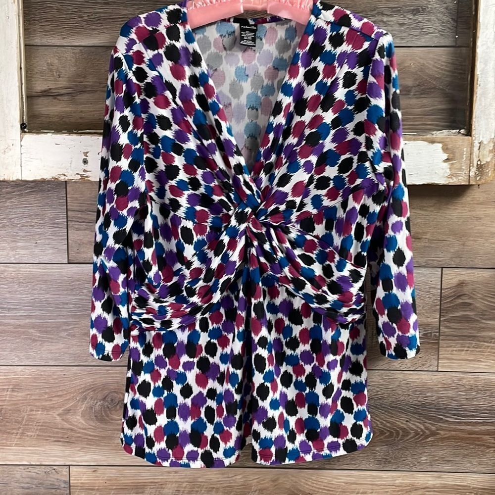 RAFAELLA Women’s Vneck Gathered Bustline Blouse Size XXL